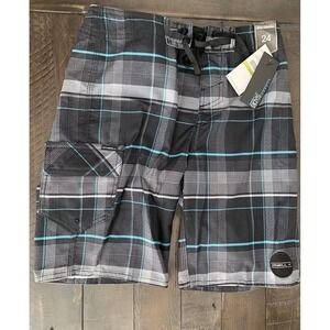 NWT O'Neill Boys Santa Cruz Plaid Board‎ Shorts Quick-Dry SZ 24 Boys 8 New (M18)